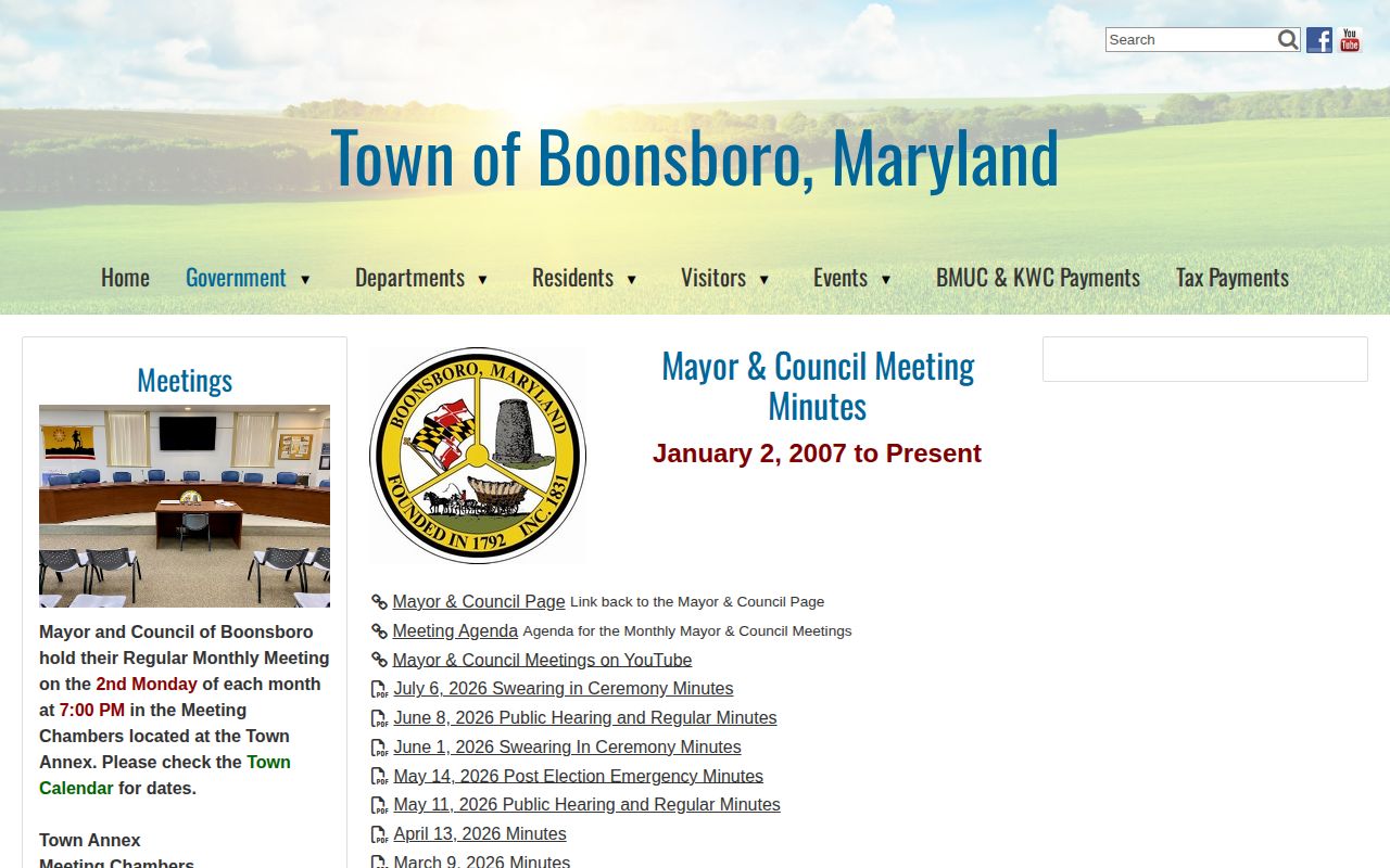 Boonsboro council minutes archive with police statistics