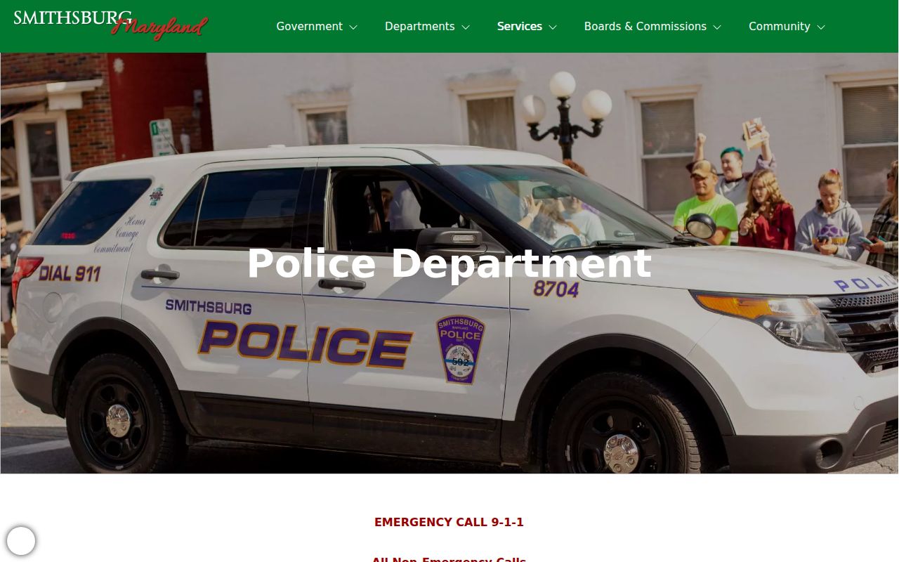 Smithsburg Police Department arrest record contact page