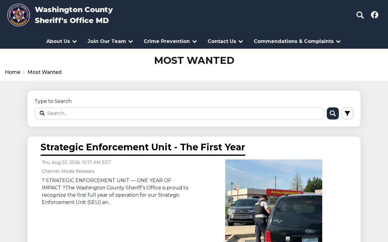 Washington County Sheriff's Office News and Alerts interface
